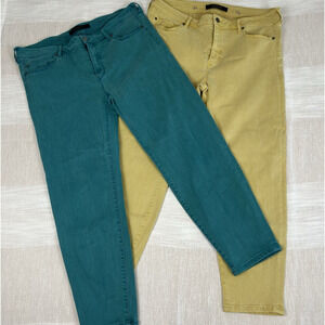 Lot of 2 Liverpool Women's Sz 16/33 The Crop Jeans Pants Blue Fanfare Yellow